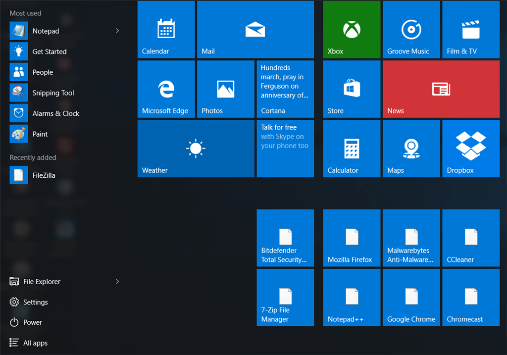 Microsoft Windows App Logo - Windows 10 tiles are blank / white with no thumbnail icons