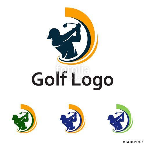 Golf Logo - Golf Logo Golfer Swing and Hit the Ball Stock image and royalty