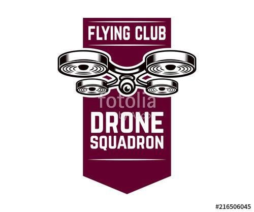 Flying Motor Logo - Emblem template with flying drone. Design element for logo, label