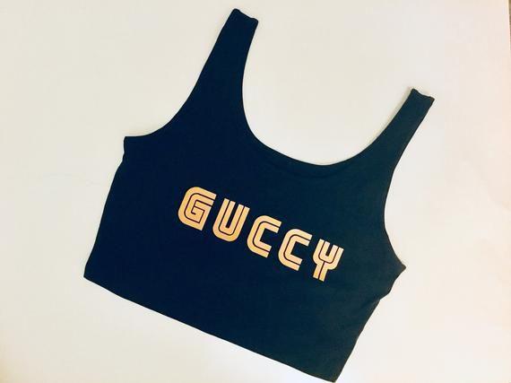 New Gucci Logo - Womens Tank crop top black 2018 new Gucci logo | Etsy