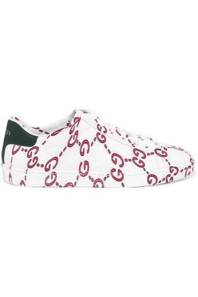 New Gucci Logo - Gucci | New Ace logo-print leather sneakers | NET-A-PORTER.COM