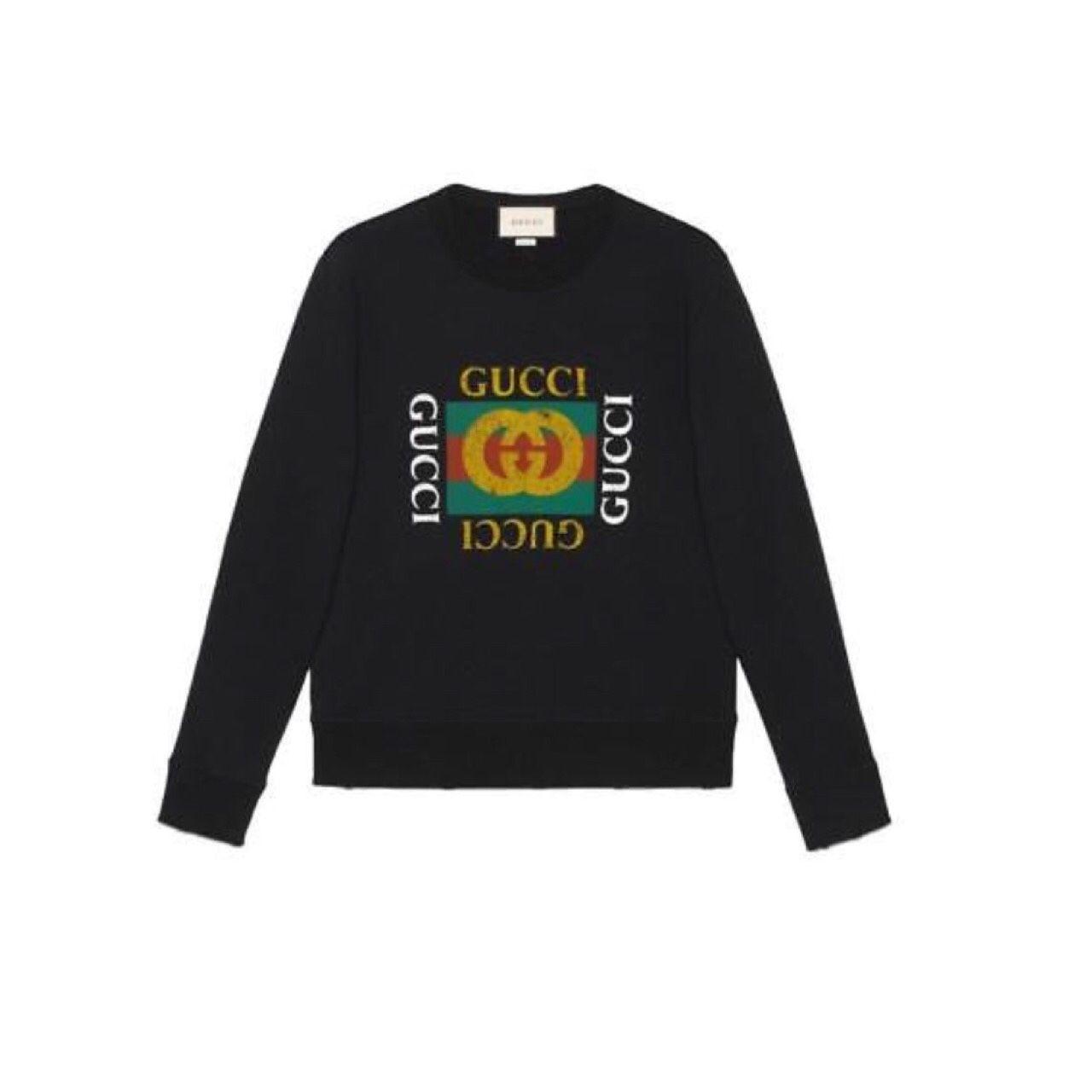 New Gucci Logo - NEW GUCCI CURRENT BLACK COTTON VINTAGE GUCCI LOGO SWEATSHIRT SWEATER ...