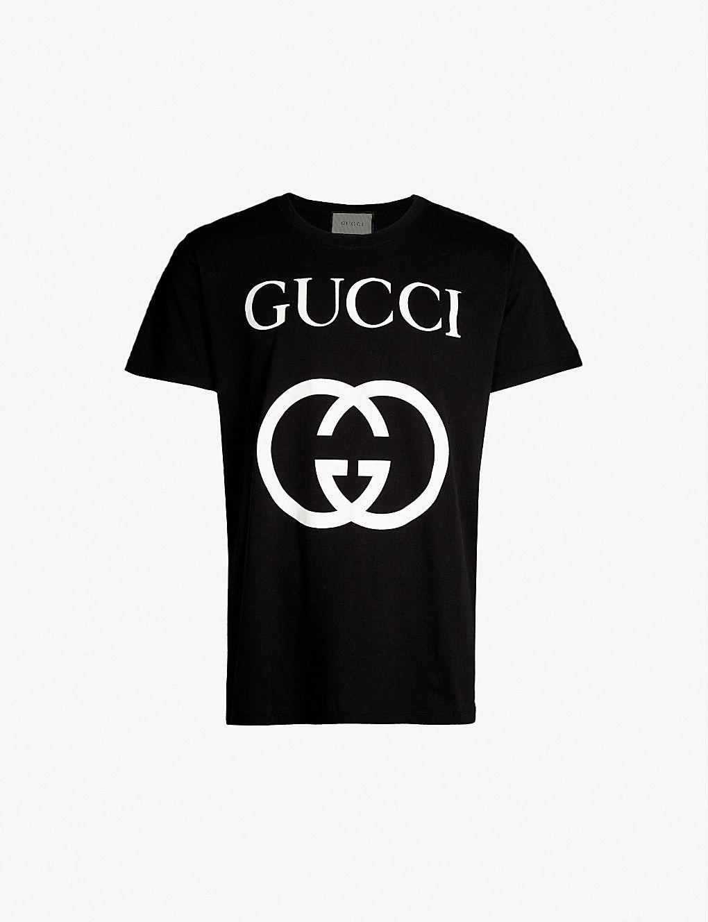 New Gucci Logo - GUCCI - Logo-print cotton-jersey T-shirt | Selfridges.com