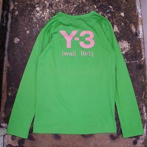 3 Green Logo - New Adidas Y 3 Green Long Sleeved T Shirt With Logo On Back BNWT RRP