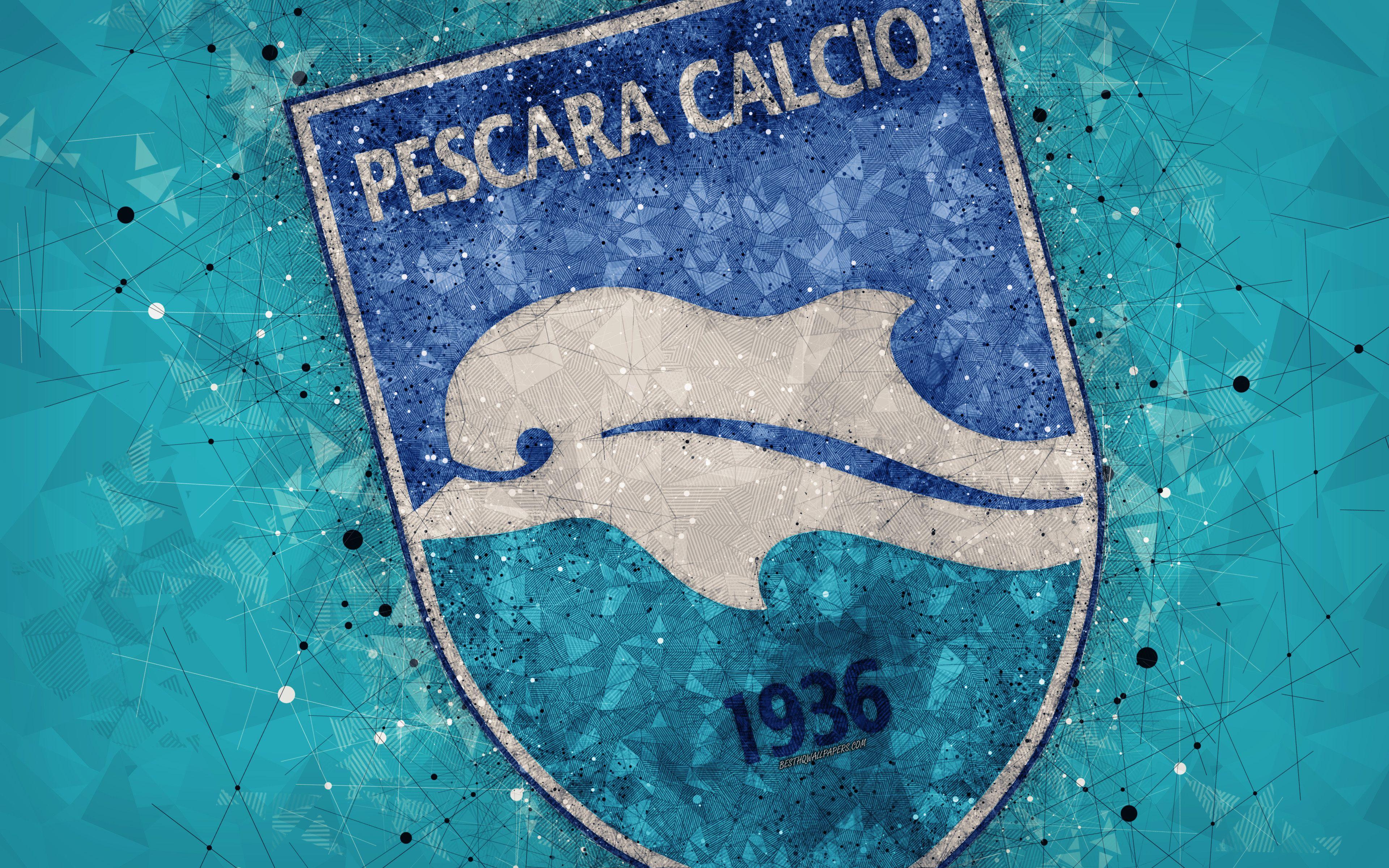 Pescara Calcio Logo - Download wallpapers Delfino Pescara 1936, 4k, logo, geometric art ...