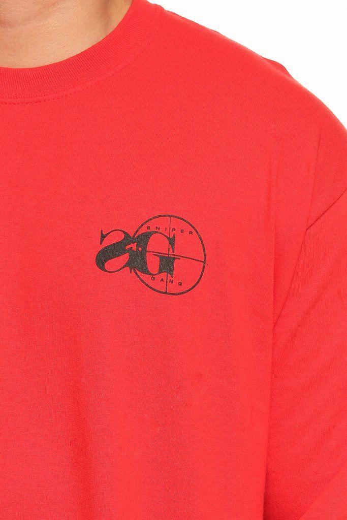 Sniper Gang Kodak Logo - Men's LS Tees Sniper Gang Long Sleeve Logo Tee Red Neck