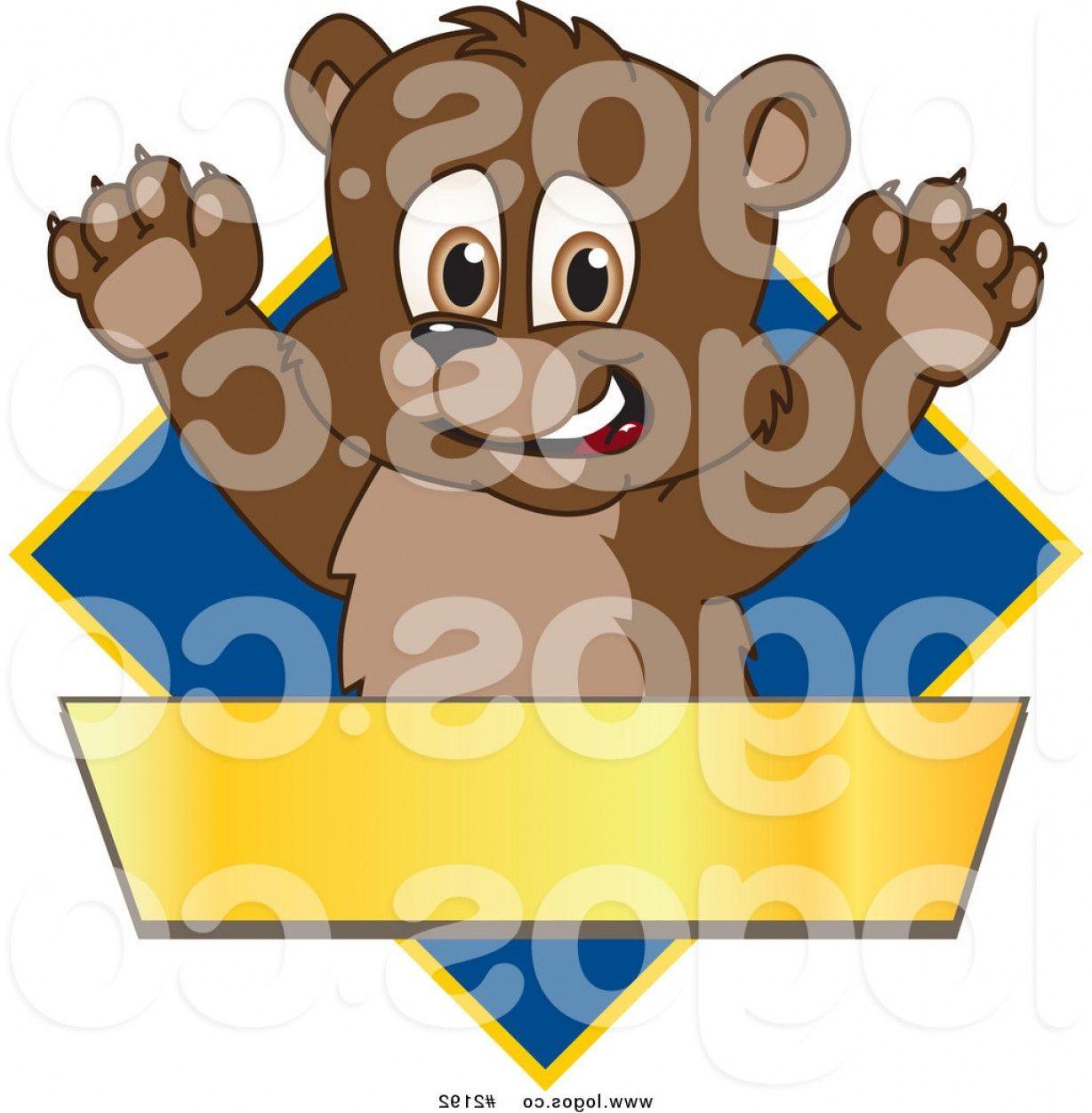 Cartoon Diamond Logo - Royalty Free Vector Logo Of A Cartoon Bear Cub School Mascot Over A