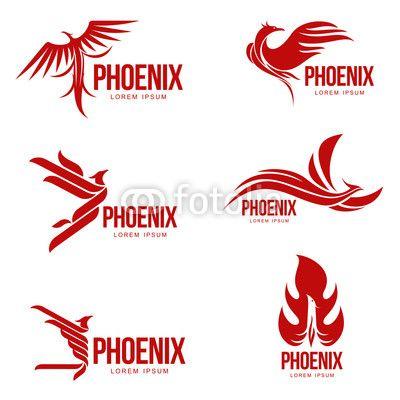 Phenix Bird Logo - Set of stylized graphic phoenix bird logo templates, vector