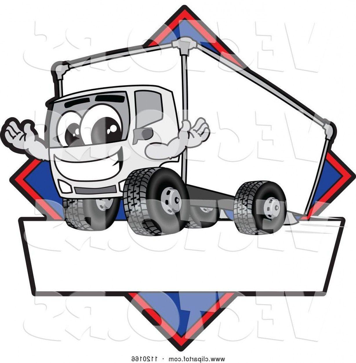 Cartoon Diamond Logo - Vector Of Happy Cartoon Delivery Big Rig Truck Mascot Sign Or Logo ...