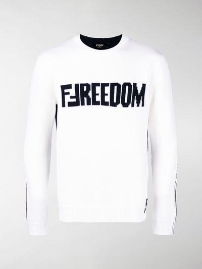 Double F Logo - Fendi white Virgin Wool Double F logo sweater| Stefaniamode.com