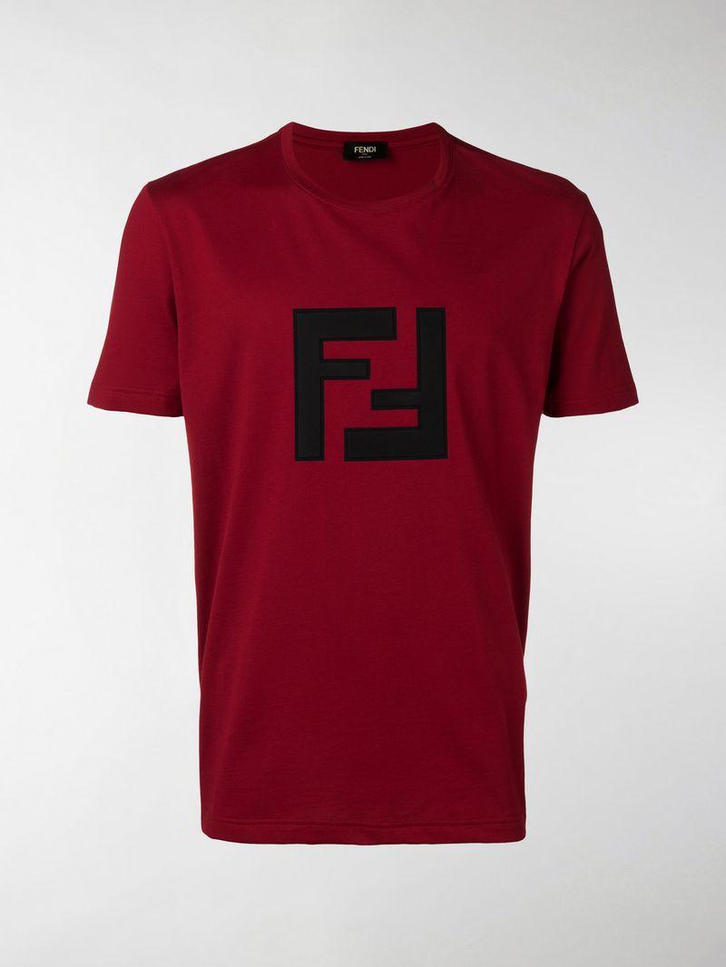Double F Logo - Fendi red Cotton Double F logo t-shirt| Stefaniamode.com