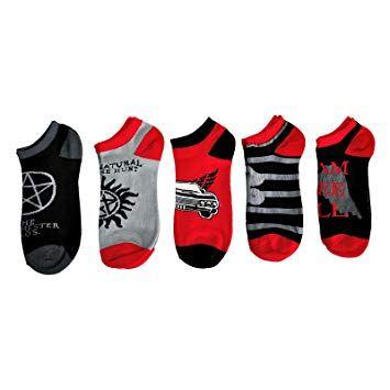 Red Gray Logo - Supernatural Sneaker Socks 5 Pairs Symbol Logo To The Series 39 42
