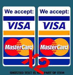 Printable Visa MasterCard Logo - REVERSE PRINT WE ACCEPT VISA MASTERCARD DECAL STICKER X2 SHOPFRONT