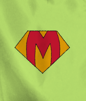 Red M Shield Logo - lime Kids Cape with yellow shield and red M - Custom Adult and Kids ...