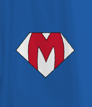 Red M Shield Logo - Custom Adult and Kids Superhero Capes, Tutus, Costumes, and more.