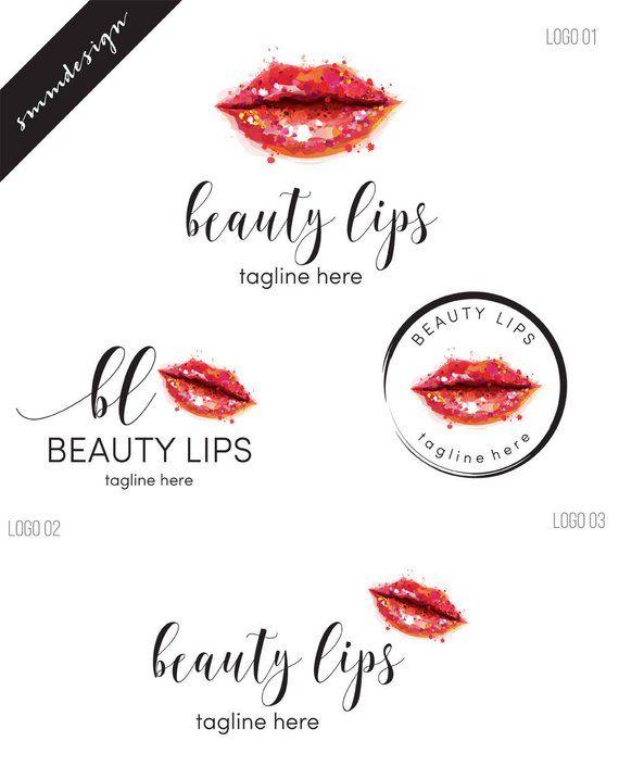 Lips Logo - Makeup Logo Design Lips Logo Design Watercolor lips logo | Etsy