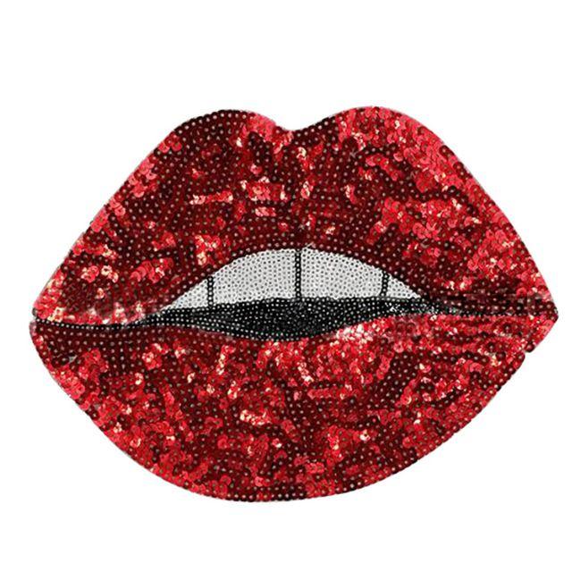 Lips Logo - Fashion patch 23cm Large Red lips Logo suquins Diy women Embroidery