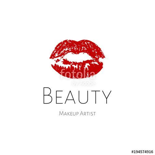 Lips Logo - Lips logo. Red print lip, beauty logo template. Logo for make-up ...
