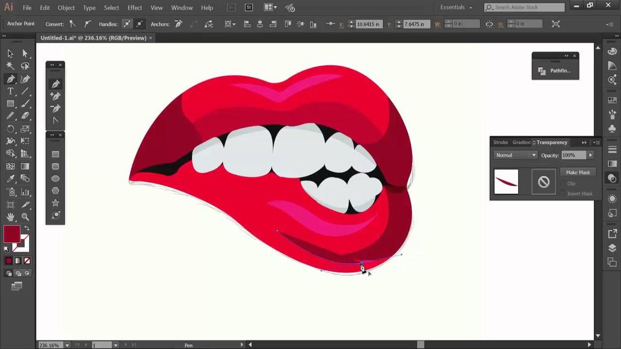 Lips Logo - Adobe Illustrator Tutorial Lips Logo Design Vector - YouTube