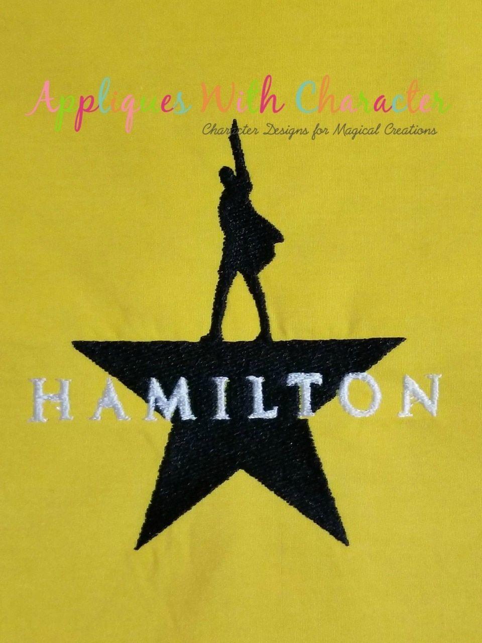 Hamilton Musical Logo - Hammy Musical Filled Embroidery Design by Appliques With Character