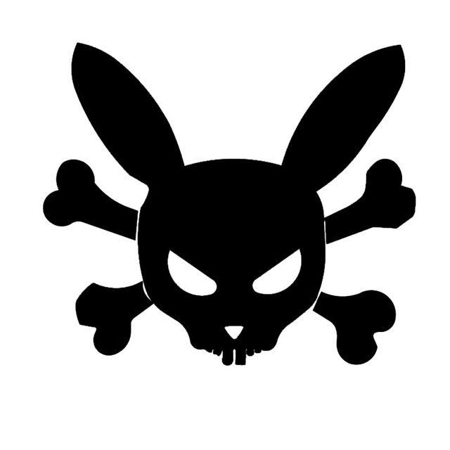 Cool Rabbit Logo - 11.4*9.8CM Cool Car Sticker Rabbit Skull And Bones Creative Car Tail ...