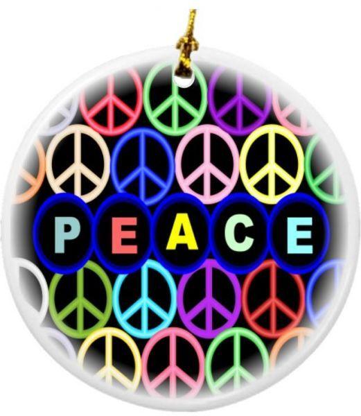 Who Has Multi Colored Circular Logo - Rikki Knight Multi Colored Peace Logos Design Round Porcelain Two ...