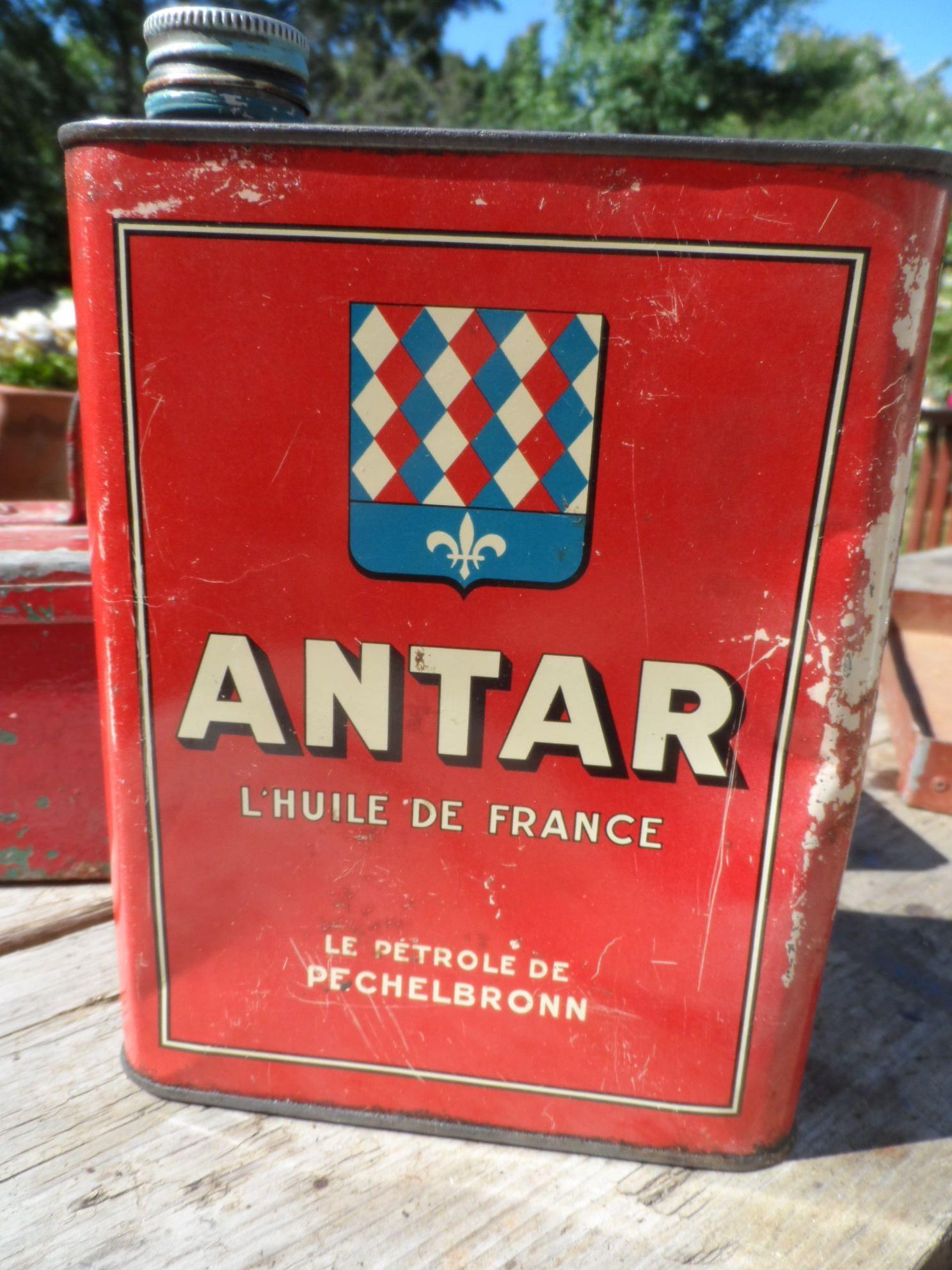 Red French Logo - Original Vintage Antar Oil Can French L'Huile De France Logo/Symbol ...