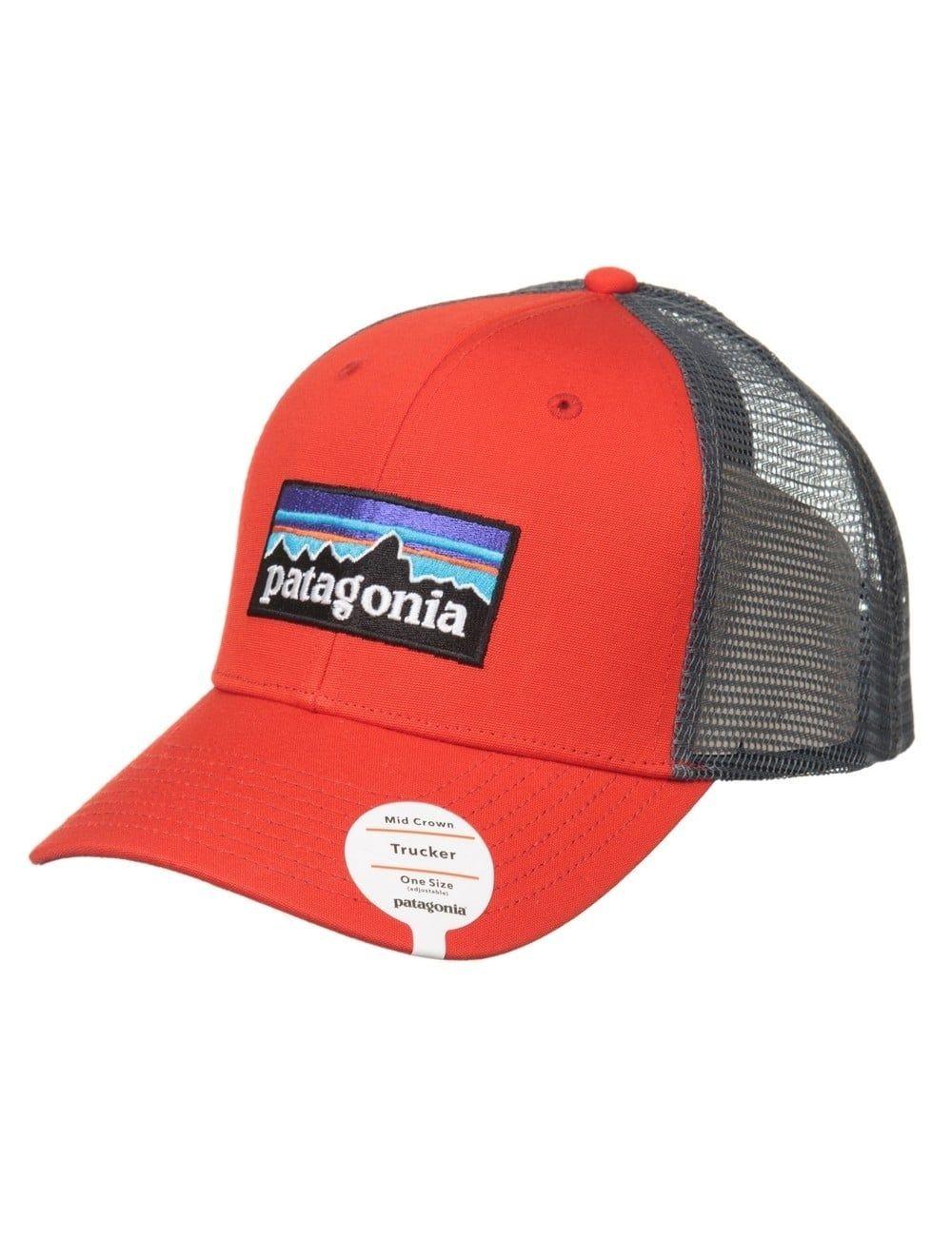 Red French Logo - Patagonia P-6 Logo Trucker Hat - French Red - Accessories from Fat ...