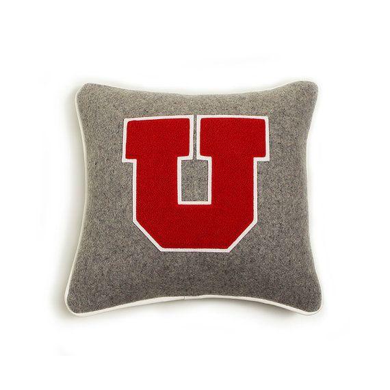 Block U Logo - University of Utah Block U Logo Wool Letterman Pillow in Grey 12x12 ...