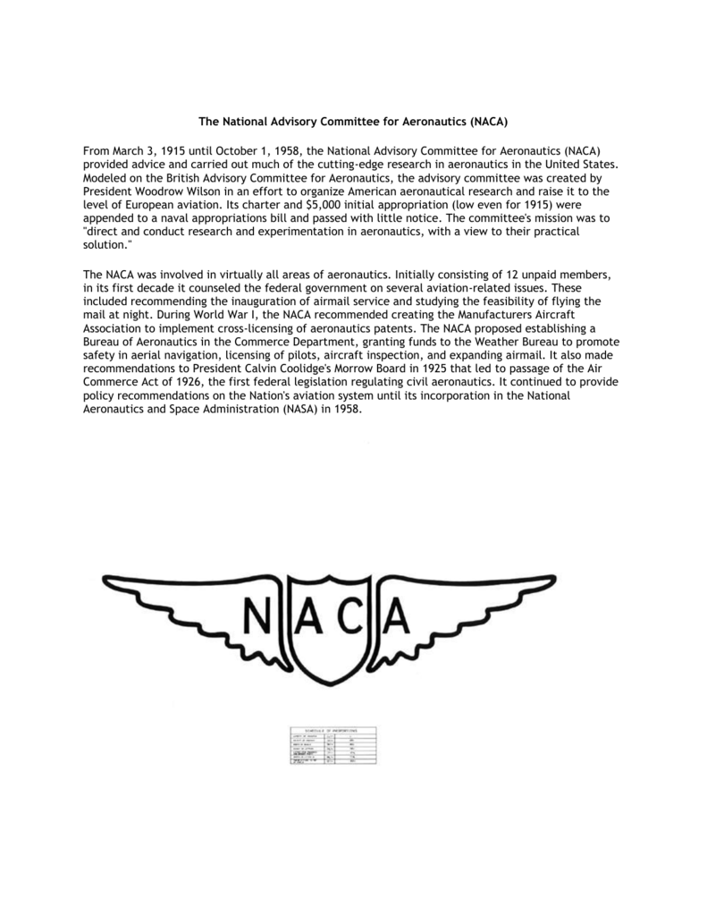 Aeronautics NACA Logo - The National Advisory Committee for Aeronautics (NACA)