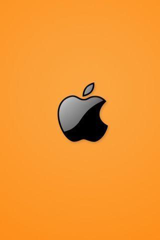 Orange Apple Logo - Black Apple Logo On Orange Background iPhone Wallpaper | Apple Love ...