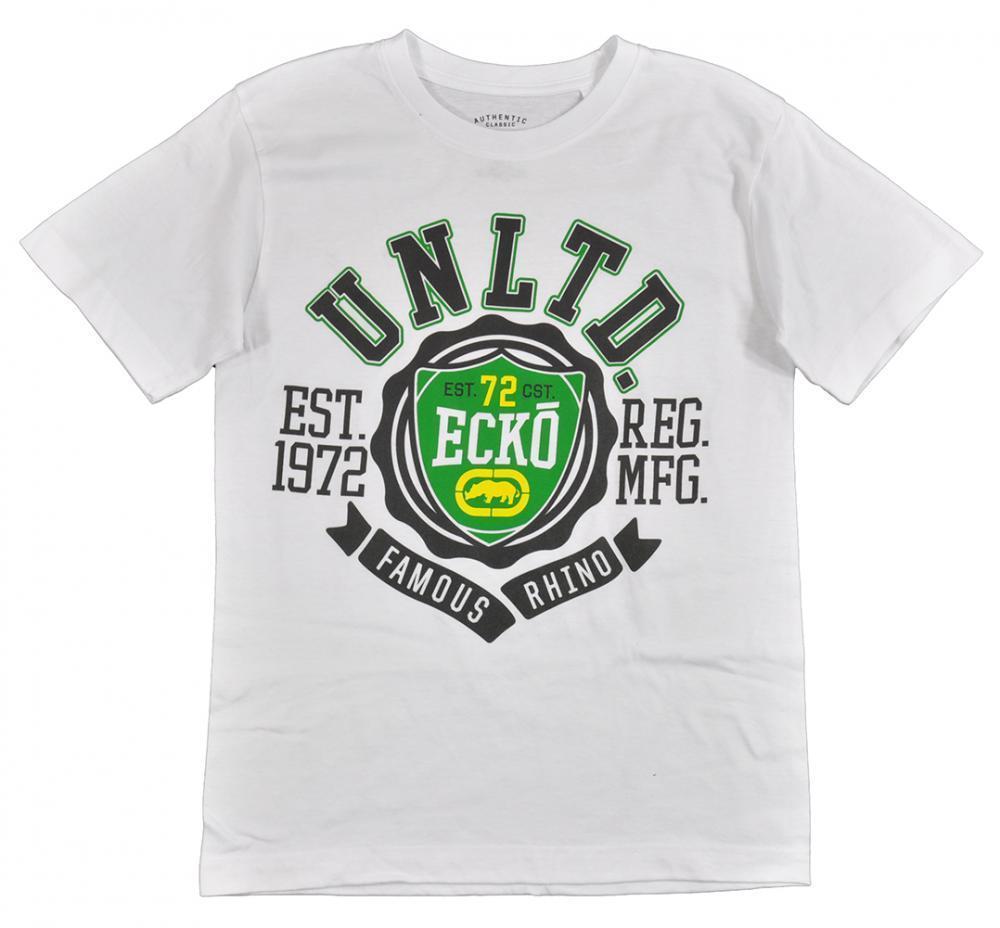 Ecko Clothing Logo - Ecko Unltd Big Boys S S White & Green Graphic Logo Design Top Size