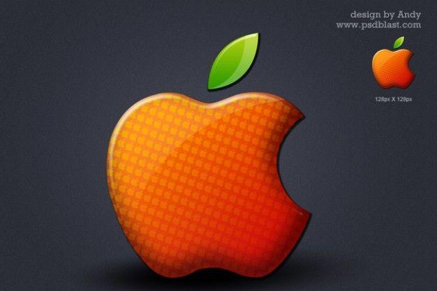 Orange Apple Logo - Glossy apple logo PSD file | Free Download