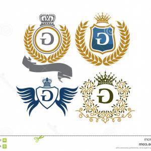 Ribbon Used On Logo - Stock Illustration Crown Shield Leaves Ribbon Wings Letter G Logo