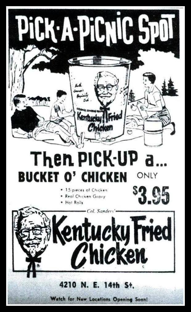 Vintage KFC Logo - Kentucky Fried Chicken ad from late 60's early 70's. Real chicken