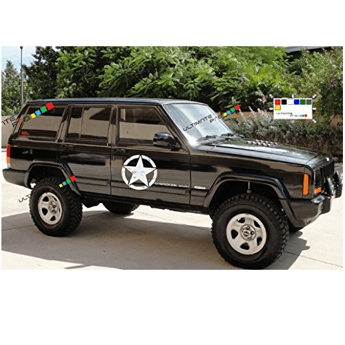 Jeep Cherokee 4x4 Logo - Side Military Star Decal Stickers Compatible with Jeep Cherokee XJ