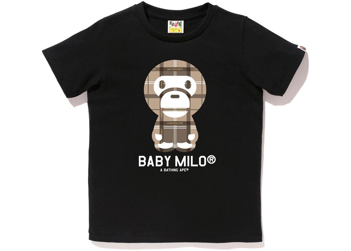 Black BAPE Logo - Bape Logo Check Baby Milo Tee Black/Beige – LacedUp