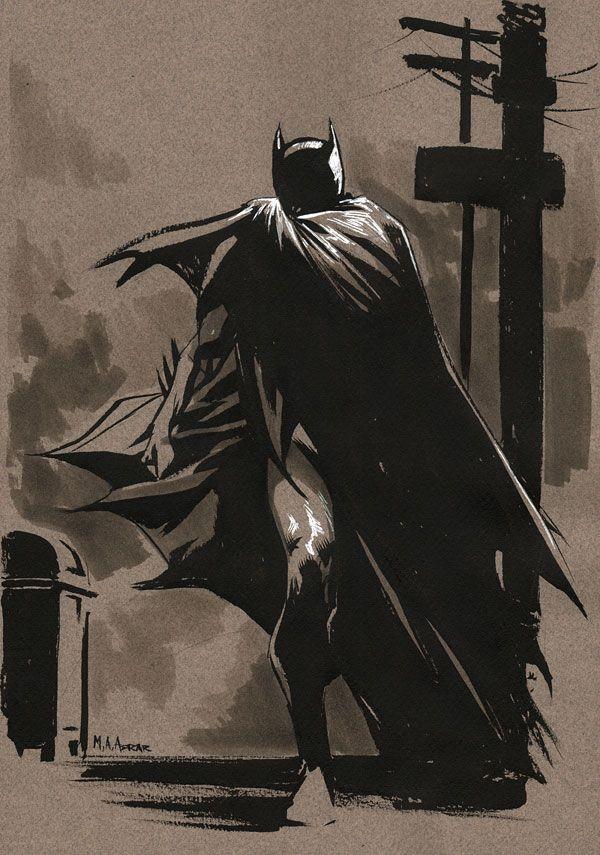 Opaque Superman Logo - Batman by Mahmud Asrar ~~~~~~~ Technique, not subject. Ink wash ...