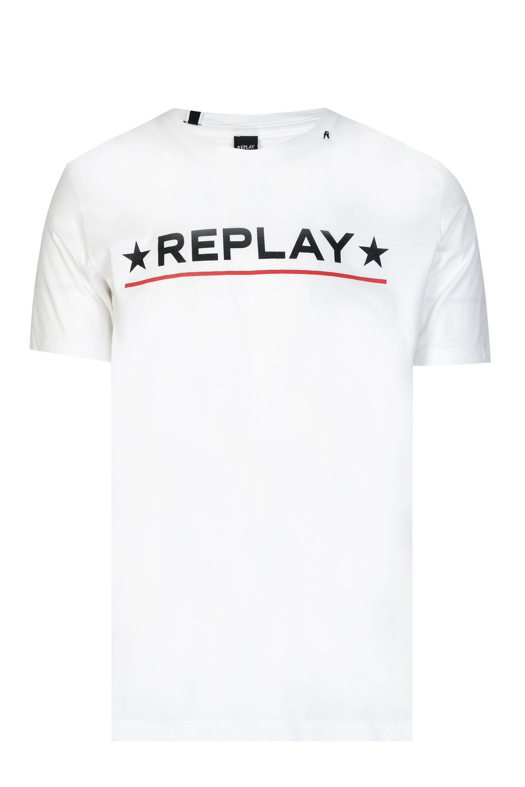 T and Star Logo - Replay Star Logo T-shirt in White for Men - Lyst