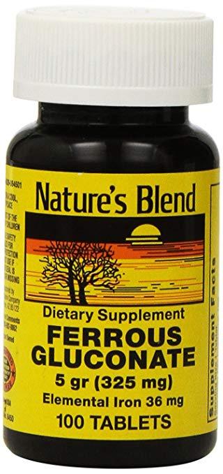 Nature's Blend Logo - Nature's Blend Ferrous Gluconate Tablets, 100 Count
