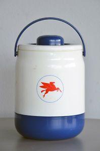 Old Mobil Oil Logo - Old MOBIL OIL Motor round ice bucket red pegasus logo plastic ...