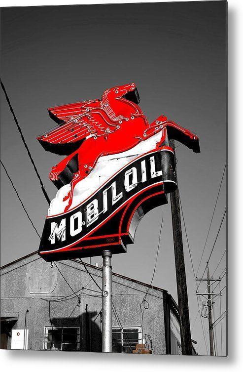 Old Mobil Oil Logo - Old Mobil Oil Sign Metal Print