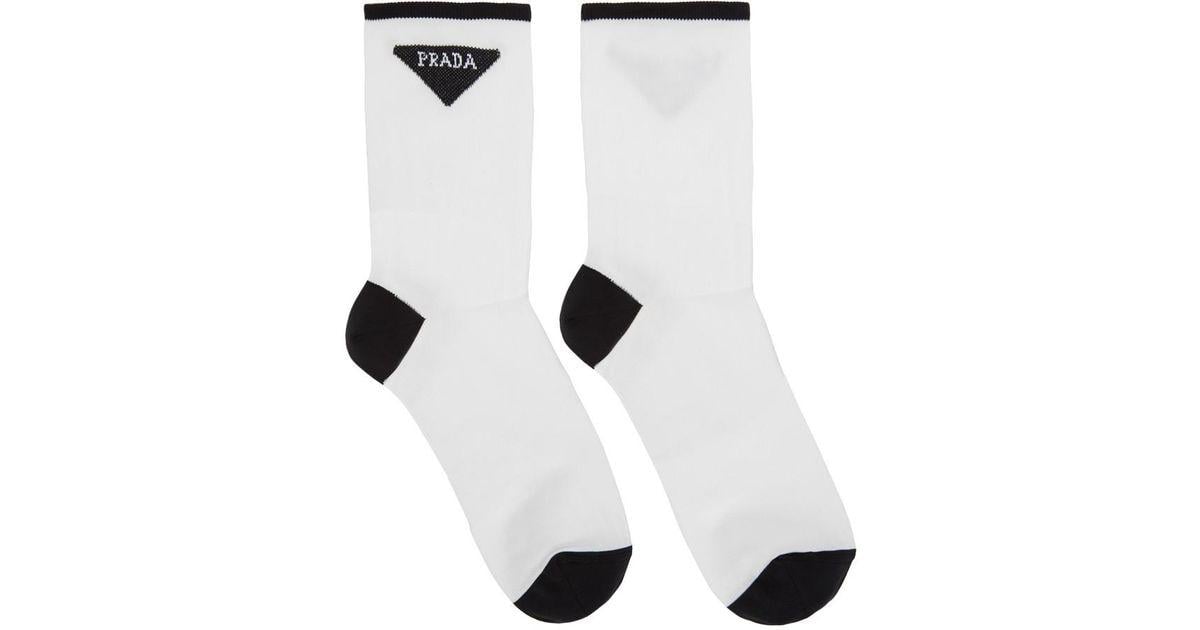 Whit Triangle Logo - Prada White Triangle Logo Socks in White for Men - Lyst