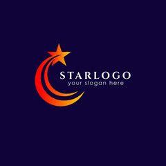 Circle around a Star Logo - star logo design template. star vector icon with circle around