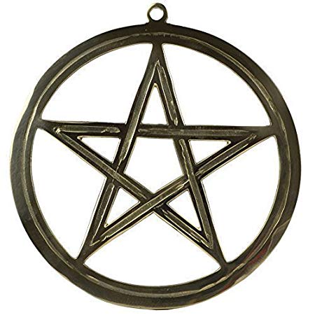 Circle around a Star Logo - Solid Brass PENTAGRAM WALL PLAQUE Pagan Wicca Star Decoration ...
