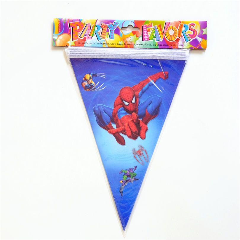 Spiderman Flag Logo - Spiderman Super Hero Banner Bunting Flag Happy Birthday 2.5 Meter 10 ...