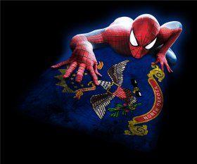 Spiderman Flag Logo - spiderman north dakota state flag logo Iron Ons$2.00