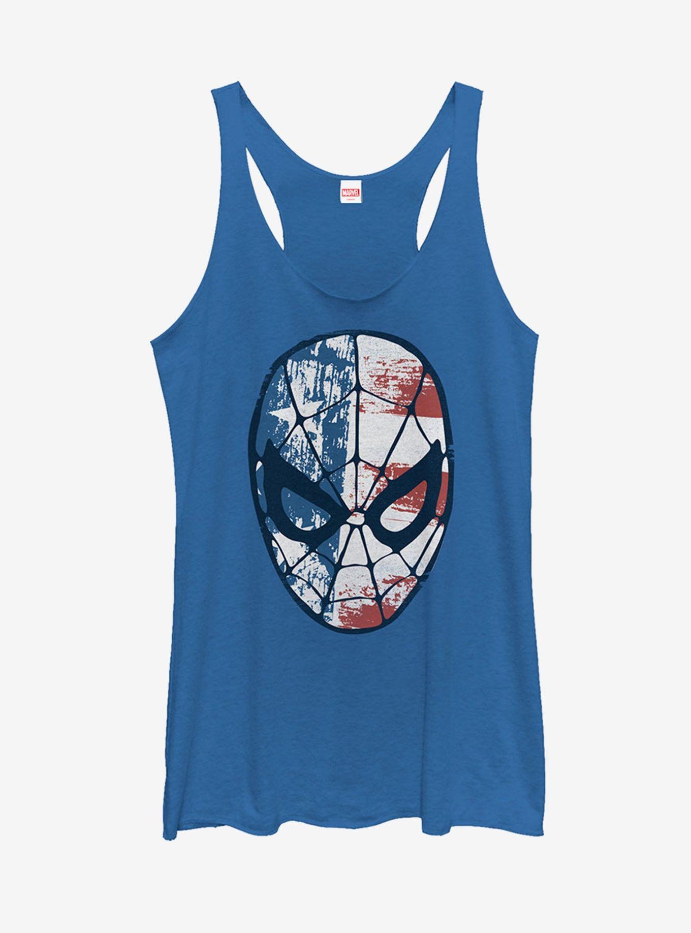 Spiderman Flag Logo - Marvel 4th Of July Spider Man American Flag Mask Girls Tank