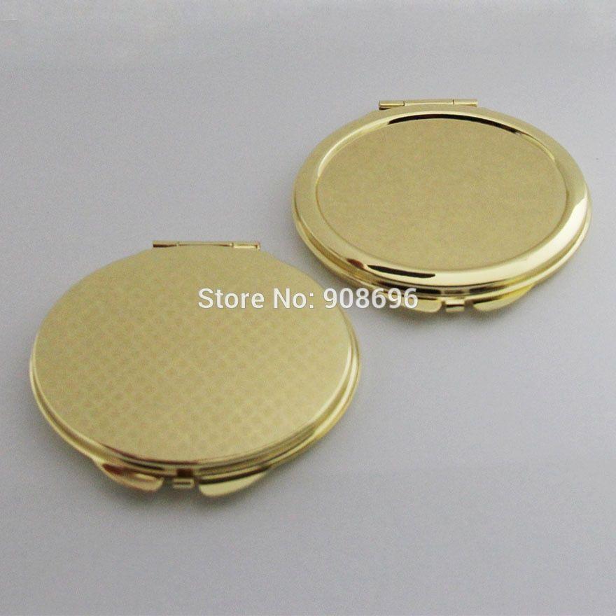 Blank Oval Logo - Pcs Blank Oval Compact Mirror DIY Logo Print Golden Makeup Mirror