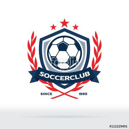 Soccer Team Shield Logo - Soccer Club Logo, Football Star Badge with Wreath and Shield
